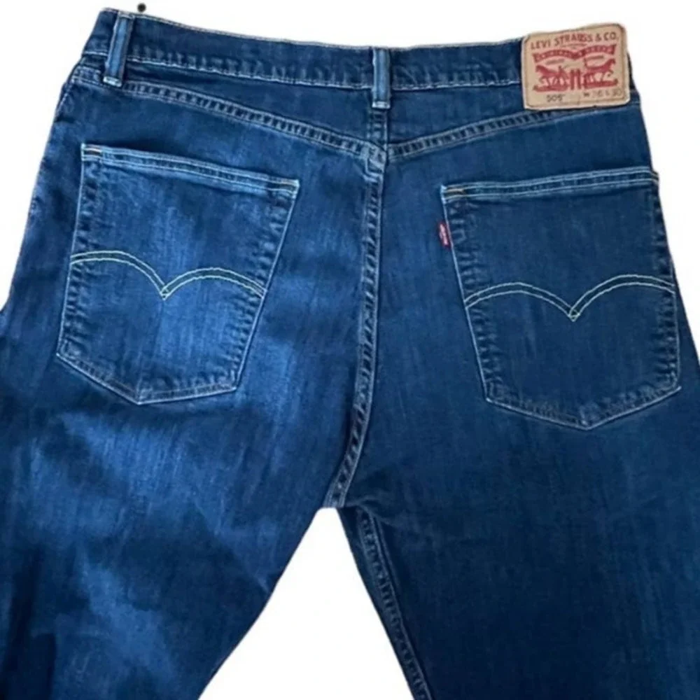 Levi 505 Regular Fit Straight Leg Jeans Mens 36x30 Blue Dark Wash Denim Workwear